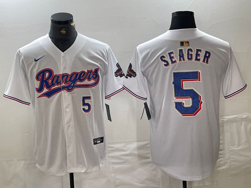 Men Texas Rangers #5 Seager White Champion Game Nike 2024 MLB Jersey style 4->new york mets->MLB Jersey